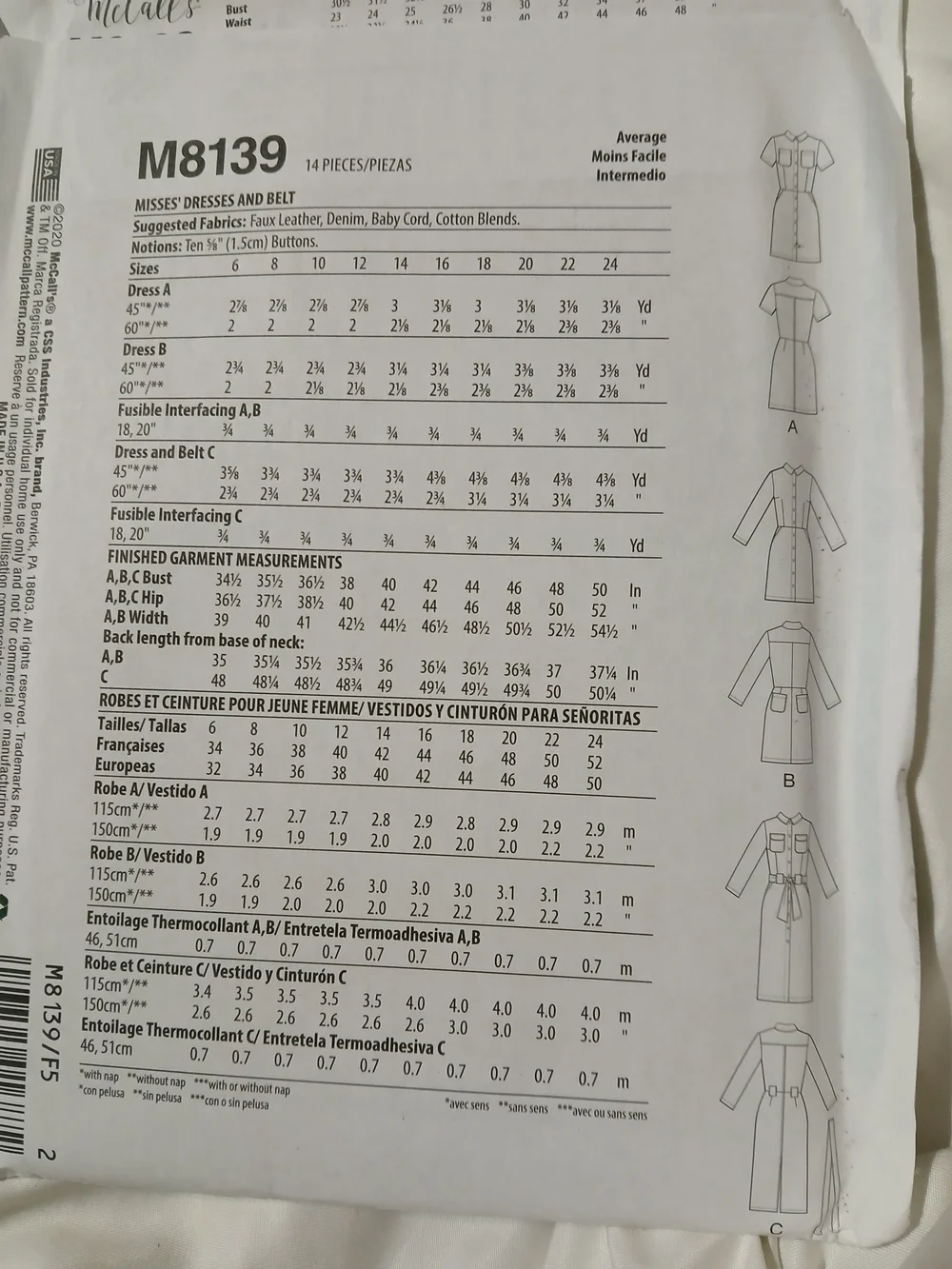 McCALL'S Sewing Pattern M8139 - Picture 2 of 2
